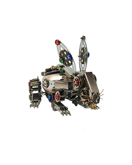 Steampunk Mechanical Rabbit 3D Puzzle Metal Kit by Table Funny - A vibrant DIY project for mechanics and steampunk lovers, this self-assembled creation presents a mechanical rabbit with metallic components, colorful gear-driven mechanisms, and vintage-inspired design. It’s a desk-worthy Table Funny signature piece that blends engineering precision with artistic creativity, ideal for those seeking a colorful build and a distinctive display.
