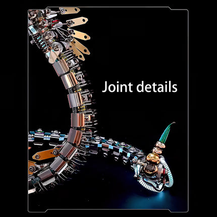 Joint details" of the metal snake model kit, highlighting the articulated segments and flexible construction.