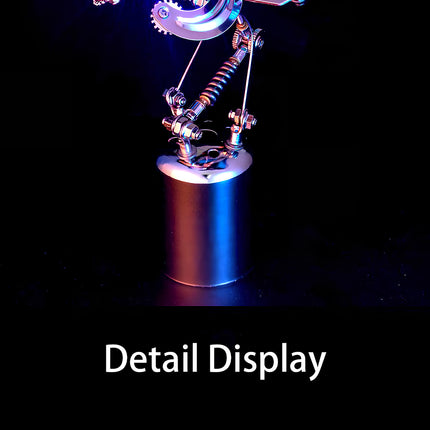  Detail display of the sturdy base and mechanical support of a metal model kit / metallic 3D puzzle, showcasing intricate puzzle mécanique métal engineering.