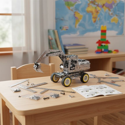Table Funny Mechanical Excavator 3D Metal Puzzle Kit - An engaging project for mechanics, engineering enthusiasts, and hands-on hobbyists, this creation from Table Funny presents a mechanical excavator with metallic components, precise structural mechanisms, and realistic engineering styling, highlighted by detachable parts and a detailed assembly manual. It’s a rewarding Table Funny build experience that merges industrial inspiration, mechanical ingenuity, and leisure enjoyment.