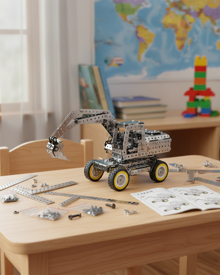 Table Funny Mechanical Excavator 3D Metal Puzzle Kit - An engaging project for mechanics, engineering enthusiasts, and hands-on hobbyists, this creation from Table Funny presents a mechanical excavator with metallic components, precise structural mechanisms, and realistic engineering styling, highlighted by detachable parts and a detailed assembly manual. It’s a rewarding Table Funny build experience that merges industrial inspiration, mechanical ingenuity, and leisure enjoyment.