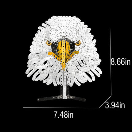 Challenging DIY eagle head steampunk puzzle, a premium metal model built from high-quality 3D puzzle Metal Kits.
