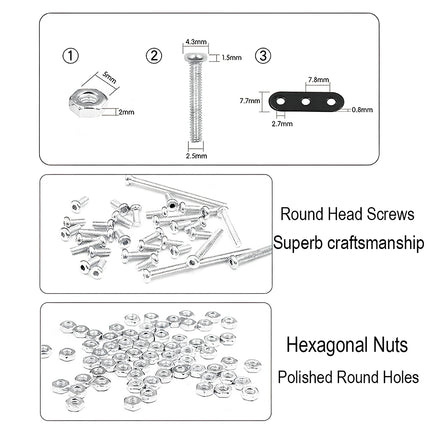 Precision hardware parts for DIY mechanical steampunk projects, including screws and nuts for high-quality 3D puzzle Metal Kits.
