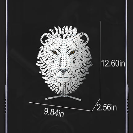 Large DIY lion metal model dimensions, showing the scale of our mechanical steampunk 3D puzzle Metal Kits.