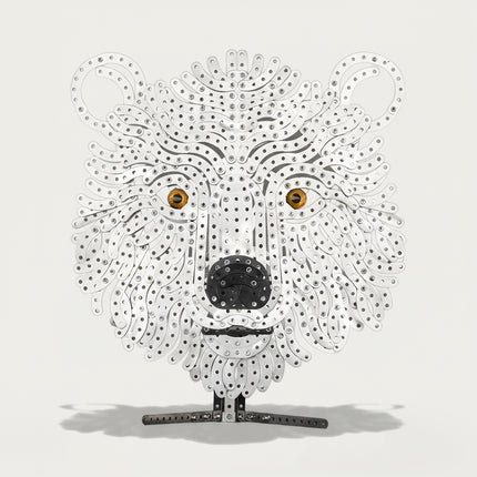 DIY assembly of a bear head metal model, part of the creative 3D puzzle Metal Kits collection.