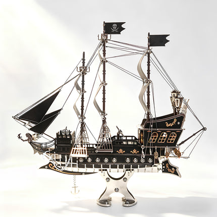 An intricate steampunk puzzle featuring a pirate galleon design, high-quality steam punk mech aesthetics combined with a 3D puzzle Metal Kits assembly experience.