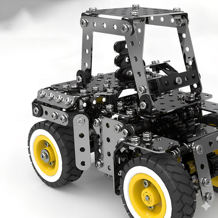 Build your own mechanical steampunk farm tractor with Tablefunny 3D puzzle Metal Kits, a unique metal model and steampunk puzzle for desktop display.