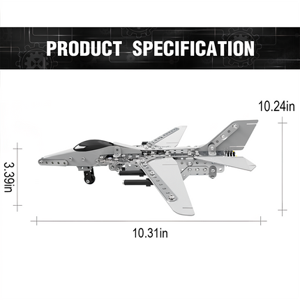 Measuring 10.31 inches, this mechanical steampunk fighter jet metal model is a premium 3D puzzle Metal Kit for aviation fans and DIY hobbyists.