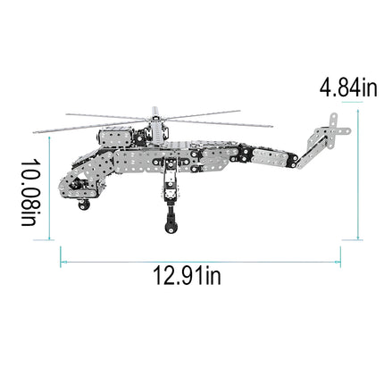 Build this 12.91-inch mechanical steampunk helicopter metal model, a premium DIY steampunk puzzle project from Tablefunny 3D puzzle Metal Kits.