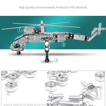 Build a realistic mechanical steampunk helicopter with premium 3D puzzle Metal Kits, featuring high-strength metal model screws for a stable DIY experience.