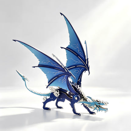 Beautifully crafted metal model of a dragon, a sophisticated steampunk puzzle and 3D puzzle Metal Kits for tabletop decoration.