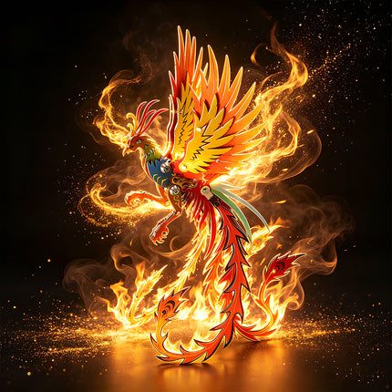Conceptual rendering of a firebird metal model, an advanced steampunk puzzle for adult collectors and hobbyists.