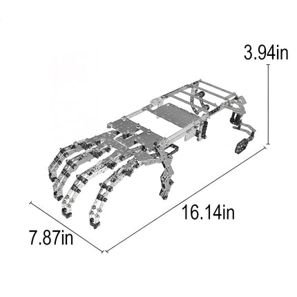 Dimension guide for this unique steam punk mech claw, a premier metal model and steampunk puzzle built from 3D puzzle Metal Kits.