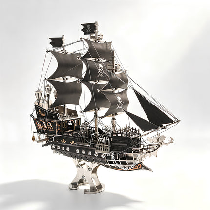 DIY steampunk puzzle of a vintage pirate galleon, part of the mechanical steampunk series of 3D puzzle Metal Kits.