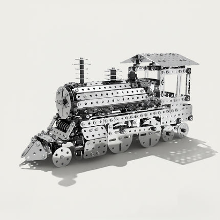Steam punk mech style vintage steam engine, a high-quality steampunk puzzle and metal model built from precision 3D puzzle Metal Kits.