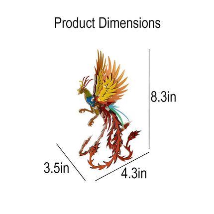 Size specifications for the mechanical steampunk phoenix steam punk mech, perfect for desktop display.
