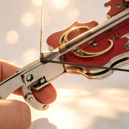 Handheld view of a sophisticated 3D puzzle Metal Kits project, showing the metallic textures and functional parts of a steampunk puzzle.