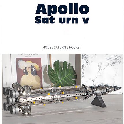 Steam punk mech style Apollo Saturn V rocket, this mechanical steampunk metal model is a must-have for DIY 3D puzzle Metal Kits collectors.