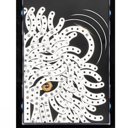 Steam punk mech style predator eye, featuring precision-engineered components of a unique steampunk puzzle.