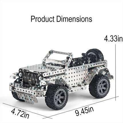 Steam punk mech style vehicle dimensions, showing the scale of this intricate 3D puzzle Metal Kits project.