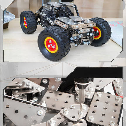 Steam punk mech inspired rover assembly, a challenging DIY metal model project for mechanical steampunk fans.
