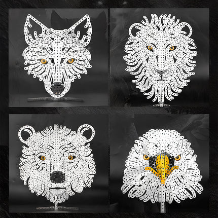 Steam punk mech style animal sculptures, including intricate mechanical steampunk metal model designs for unique office desktop decor.