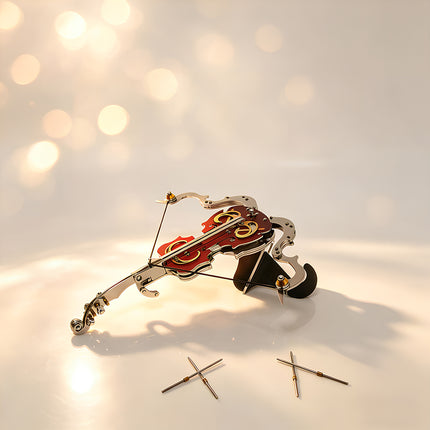 A steam punk mech inspired violin crossbow kit with 170 precision parts, a unique mechanical steampunk metal model for hobbyists.