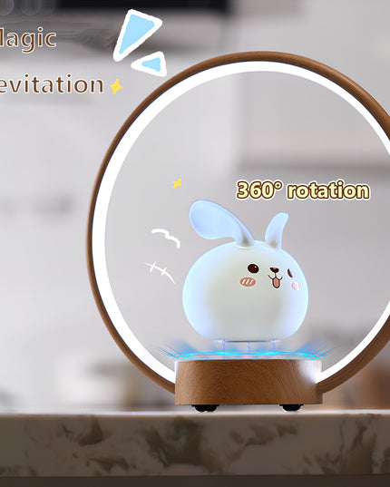 Tablefunny Magnetic Levitation Rabbit Lamp Desktop Ornament - Floating LED - lit Bunny with Elegant Base