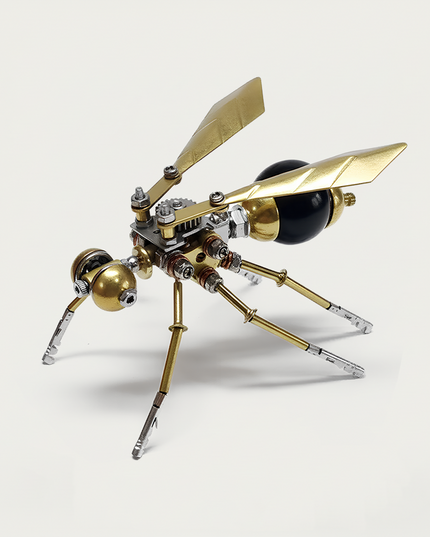 Mechanical Bee 3D Puzzle Metal Kit - A charming fun toy for steampunk and mechanics lovers, this DIY-assembled tabletop delight features a vintage brass-toned mechanical bee design with intricate gears and wing details. It inspires you to craft a piece of nostalgia with precision. It’s also a superb showcase of craftsmanship, ideal for collectors of steampunk models and lovers of industrial art with a classic twist.