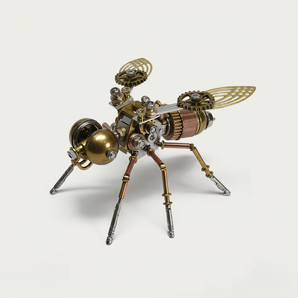 Mechanical Fly 3D Puzzle Metal Kit - A charming fun toy for steampunk and mechanics lovers, this DIY-assembled tabletop delight features a vintage brass-toned mechanical fly design with intricate gears and wing details. It inspires you to craft a piece of nostalgia with precision. Beyond being a whimsical desktop ornament, it embodies a fusion of Victorian engineering and artistic ingenuity, appealing to those who adore mechanical sophistication and retro aesthetic statements.