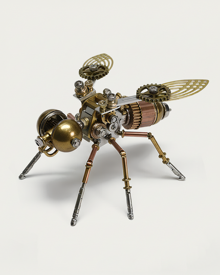 Mechanical Fly 3D Puzzle Metal Kit - A charming fun toy for steampunk and mechanics lovers, this DIY-assembled tabletop delight features a vintage brass-toned mechanical fly design with intricate gears and wing details. It inspires you to craft a piece of nostalgia with precision. Beyond being a whimsical desktop ornament, it embodies a fusion of Victorian engineering and artistic ingenuity, appealing to those who adore mechanical sophistication and retro aesthetic statements.