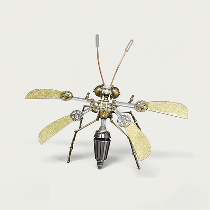 Mechanical Hornet 3D Puzzle Metal Kit - A stunning fun toy for steampunk and mechanics enthusiasts, this DIY-assembled tabletop masterpiece features an ornate brass-toned mechanical dragonfly design with intricate gears, wing details, and antennae. It challenges you to engineer a piece of elegance with precision. Beyond being a visually captivating desktop ornament, it embodies a fusion of Victorian-era innovation and artistic flair