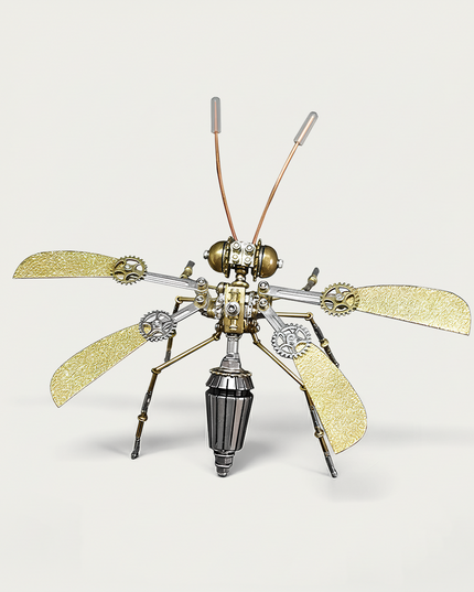 Mechanical Hornet 3D Puzzle Metal Kit - A stunning fun toy for steampunk and mechanics enthusiasts, this DIY-assembled tabletop masterpiece features an ornate brass-toned mechanical dragonfly design with intricate gears, wing details, and antennae. It challenges you to engineer a piece of elegance with precision. Beyond being a visually captivating desktop ornament, it embodies a fusion of Victorian-era innovation and artistic flair