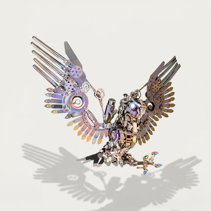 Articulated 3D metallic puzzle mechanical HaiDongQing with widespread wings, a sophisticated metal model kit / puzzle métallique 3d showcasing intricate craftsmanship.