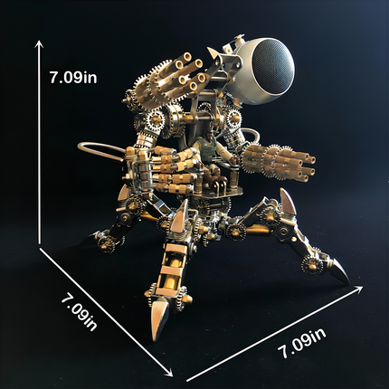 Completed steampunk spider metal model, measuring 7.09 inches. This impressive DIY 3D puzzle from our Metal Kits collection makes a funny table display, a truly "table funny" conversation starter