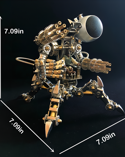 Completed steampunk spider metal model, measuring 7.09 inches. This impressive DIY 3D puzzle from our Metal Kits collection makes a funny table display, a truly "table funny" conversation starter