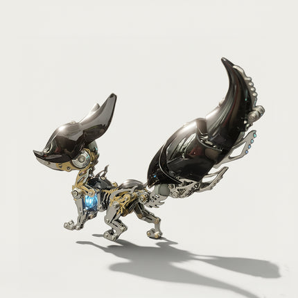 Mechanical Fox 3D puzzle Metal Kit - A stylish fun toy for animal and mechanics lovers, this DIY assembled table funny piece features a sleek, intricate, and mechanical fox design. It invites you to craft a piece of sophistication part by part, and the finished mechanical fox, with its striking black and metallic details, becomes a dynamic desktop ornament, making it a captivating fun toy full of mechanical charm.