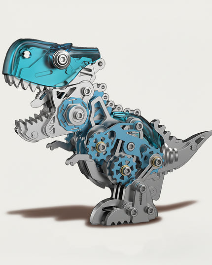Mechanical Tyrannosaurus Rex 3D puzzle Metal Kit - An enthralling fun toy for dinosaur and mechanics buffs, this DIY-assembled tabletop delight features a polished, mechanical T-Rex design. It encourages you to forge a piece of vigor little by little. Beyond being a dynamic desktop ornament with striking blue and metallic details, it serves as an informative tool for kids to understand dinosaur anatomy and mechanical setups during assembly. It’s also a chic complement for home offices.
