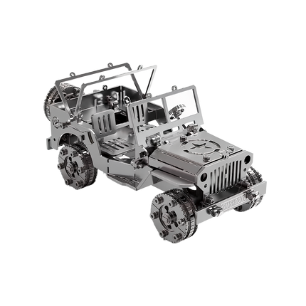  This shiny silver Jeep metal model is an excellent DIY 3D puzzle for enthusiasts. It makes a perfect fun desktop decoration or gift.