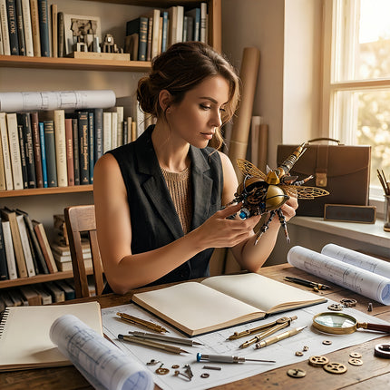 Handcrafted 3D puzzle Metal Kits featuring a golden beetle, an exquisite metal model masterpiece for intellectual hobbyists and collectors.