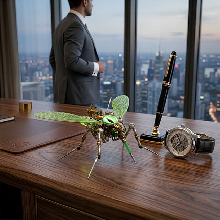 Completed 3D puzzle Metal Kits winged insect, a sophisticated metal model masterpiece and the perfect corporate gift for tech enthusiasts.