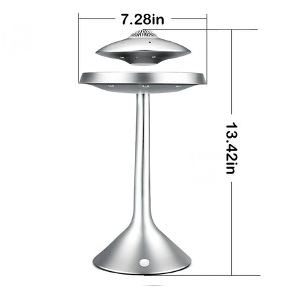 Dimensions of the tall magnetic levitation UFO lamp on stand: 13.42 inches high, 7.28 inches wide