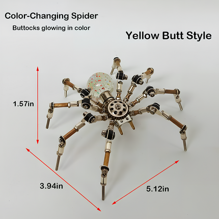 Mechanical Spider 3D Puzzle Metal Kit (Yellow Butt Style) - A unique fun toy for mechanics and design lovers, this DIY-assembled tabletop piece features a mechanical spider design with a transparent, speckled body part and intricate metallic limb details. it challenges you to build a piece of individuality with precision. It’s also a superb showcase of craftsmanship, ideal for collectors of mechanical models and lovers of industrial art with a distinctive design.