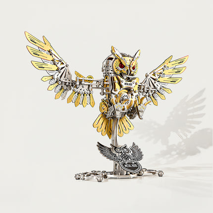 Tablefunny Mechanical Owl 3D Metal Model Kit – Articulated Wings Steampunk Metal Model for Adults DIY Assembly