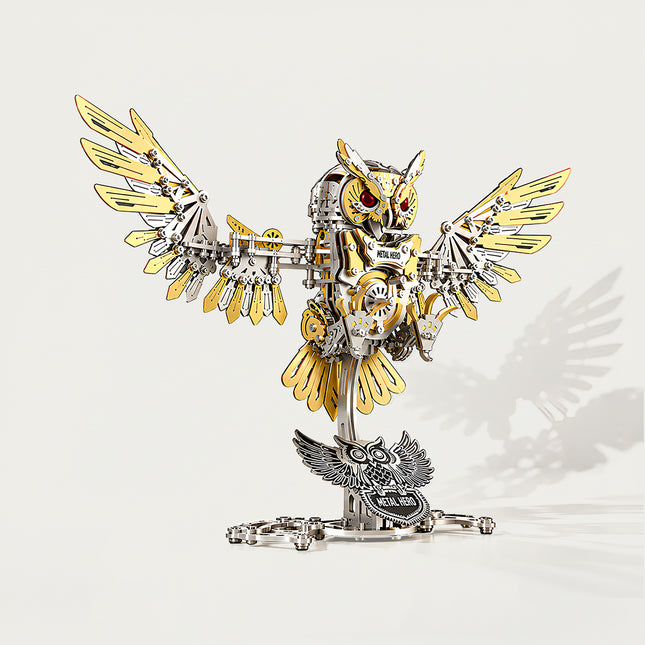 Tablefunny Mechanical Owl 3D Metal Model Kit – Articulated Wings Steampunk Metal Model for Adults DIY Assembly
