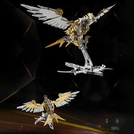Finished result of a high-end 3D puzzle Metal Kits winged bird, showcasing the exquisite craftsmanship of this collectible metal model.