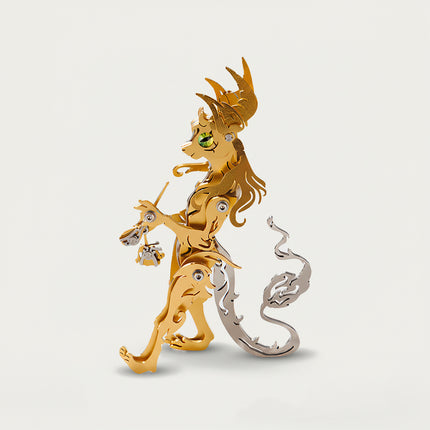  Elegant gold and silver metal model of a fantasy creature, offered as a challenging DIY 3D puzzle from our Metal Kits collection. It's a beautiful piece for table fun.
