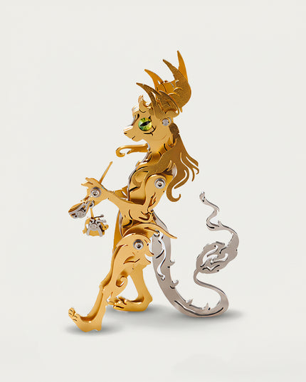  Elegant gold and silver metal model of a fantasy creature, offered as a challenging DIY 3D puzzle from our Metal Kits collection. It's a beautiful piece for table fun.