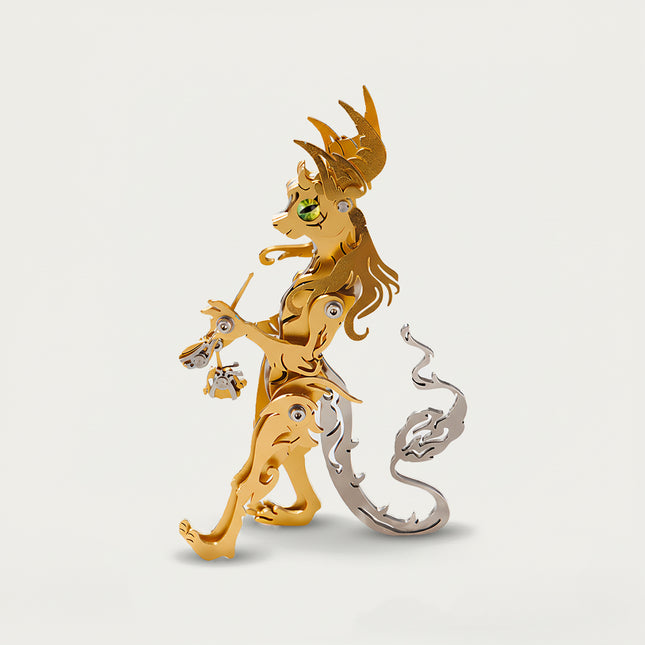  Elegant gold and silver metal model of a fantasy creature, offered as a challenging DIY 3D puzzle from our Metal Kits collection. It's a beautiful piece for table fun.