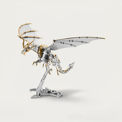  Thunder Pterosaur 3D puzzle Metal Kits - Engage in fun and challenging DIY assembly with opulent metallic-gold details, a regal and futuristic-fantasy premium metal model perfect for luxurious study decor, impressive display, and a glamorous centerpiece for your funny table that merges grandeur with mechanical craftsmanship